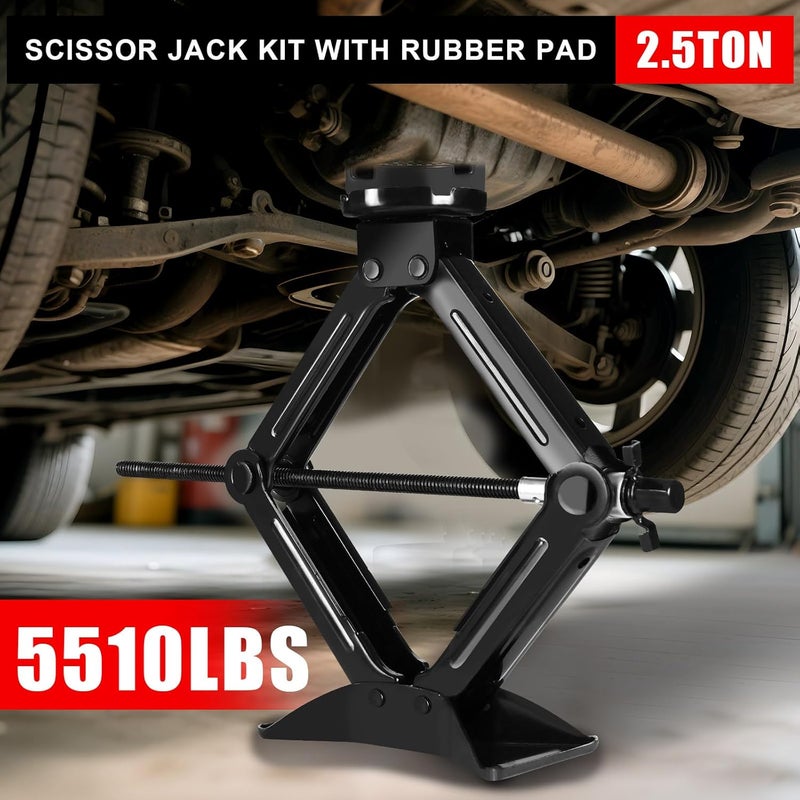 BCJCLTS Car Jack Kit 2.5 Ton (5512 lbs),Scissor Jack for Car with Rubber Pad, Equipped with Upgraded Cross Wrench, Portable tire Jack Replacement kit, and SUV MPV car Emergency - Image 5